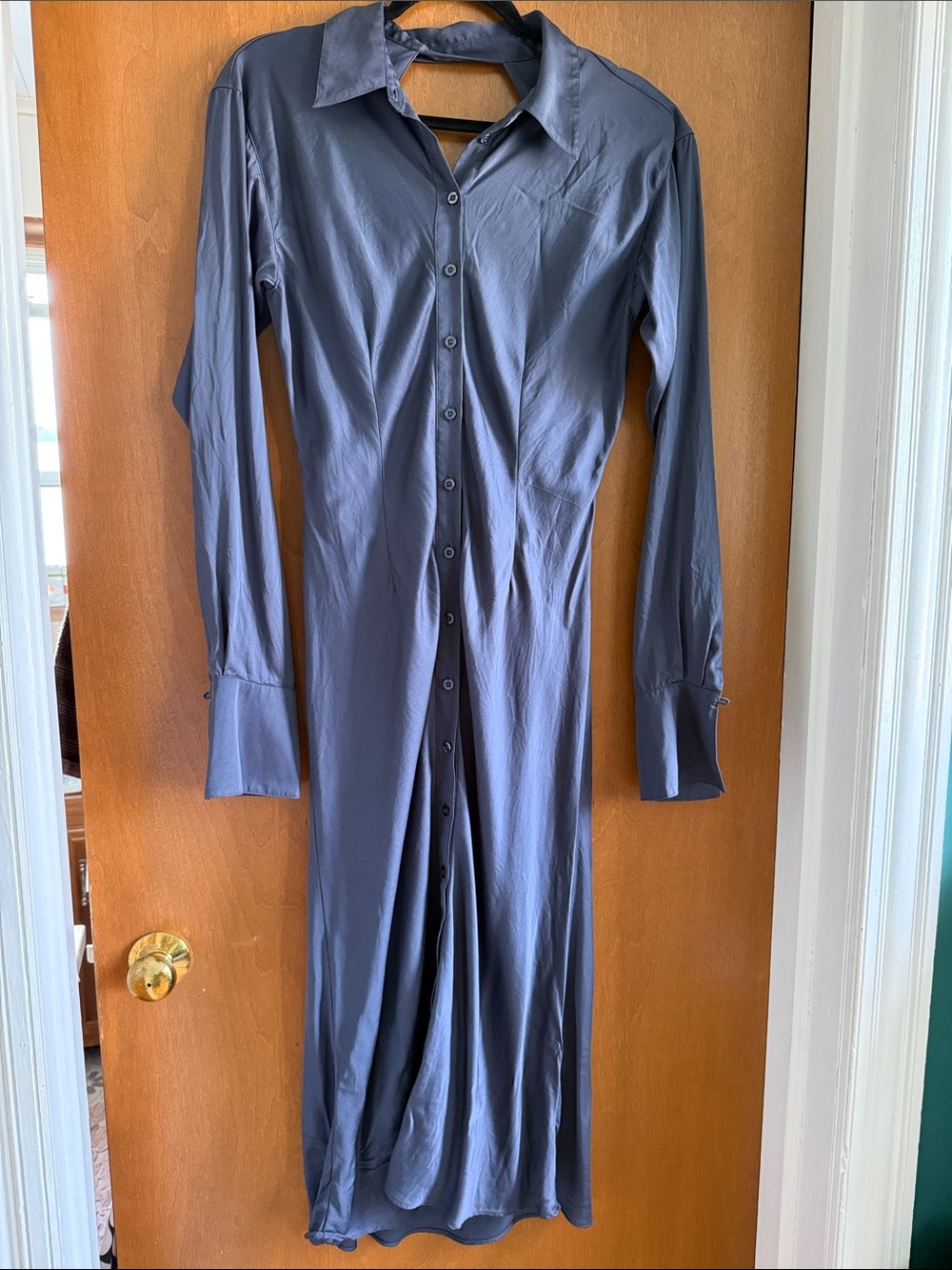 Classic Long Sleeve Blue Shirt Dress